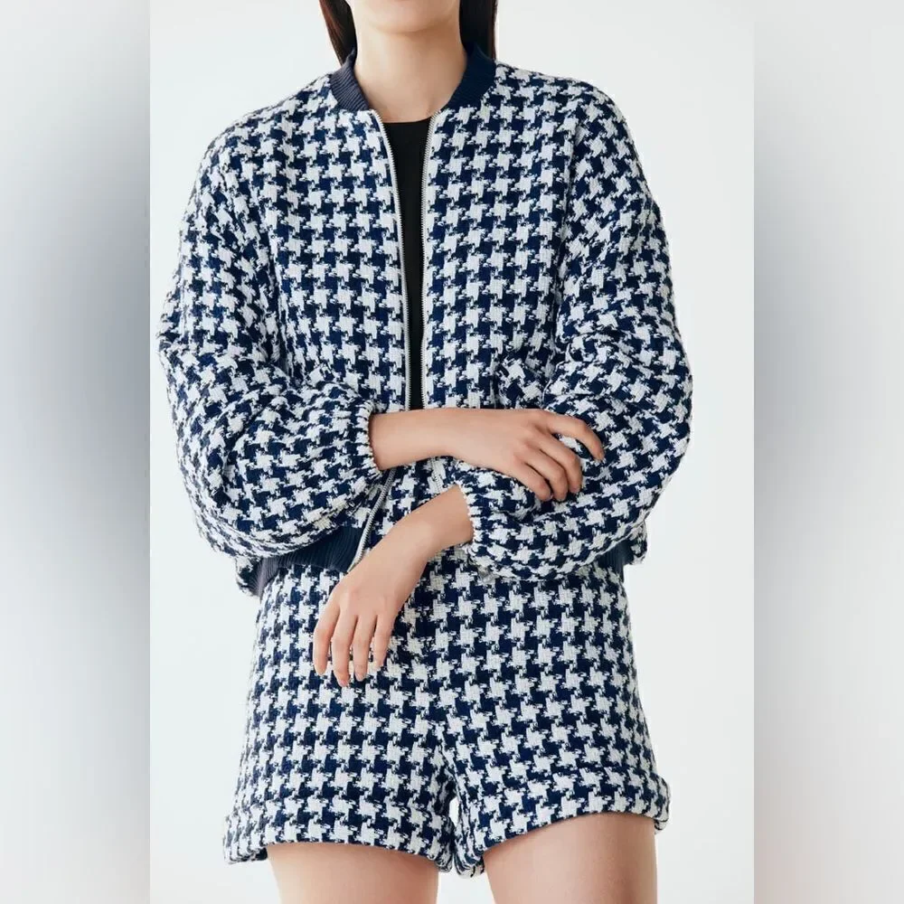 Zara Co-Ord Set Textured Bomber Shorts New - Picture 5 of 12